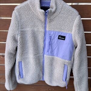 Penfield Kids Cream Sherpa Jacket with Lavender Trim